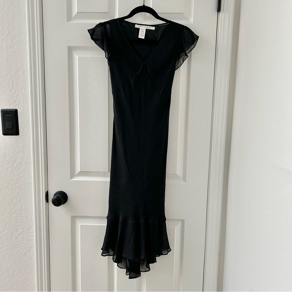 Vintage silk Max Studio midi ruffle dress size 0 - Picture 3 of 6